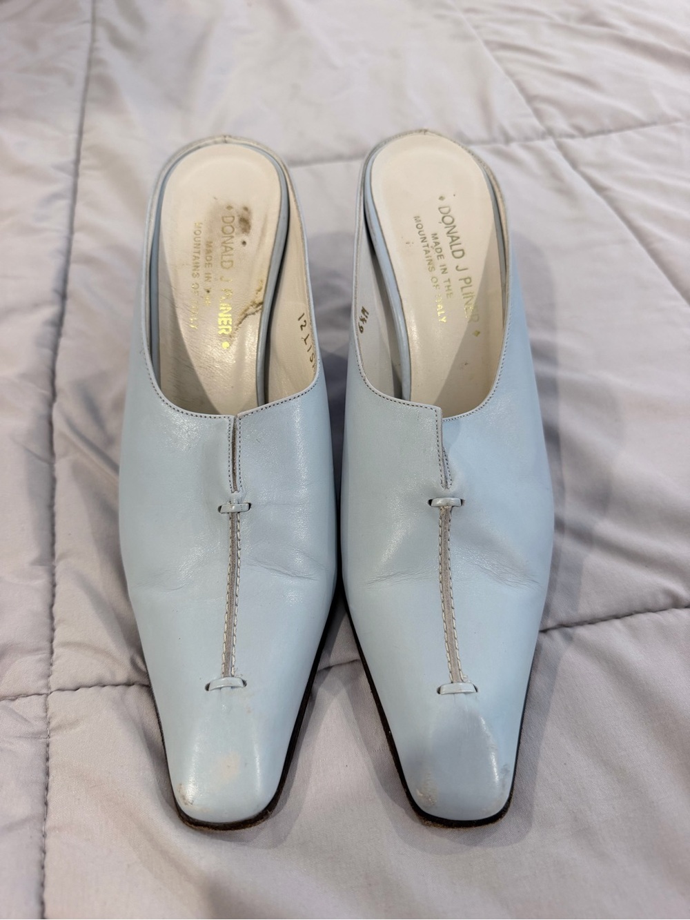 Vintage Donald J Pliner light blue leather mules